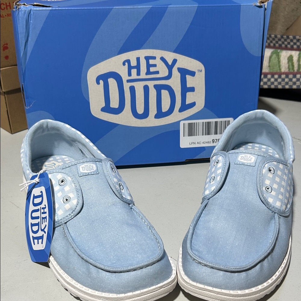 Women’s size 12 missing laces blue Hey Dude Light Blue Women's Loafers